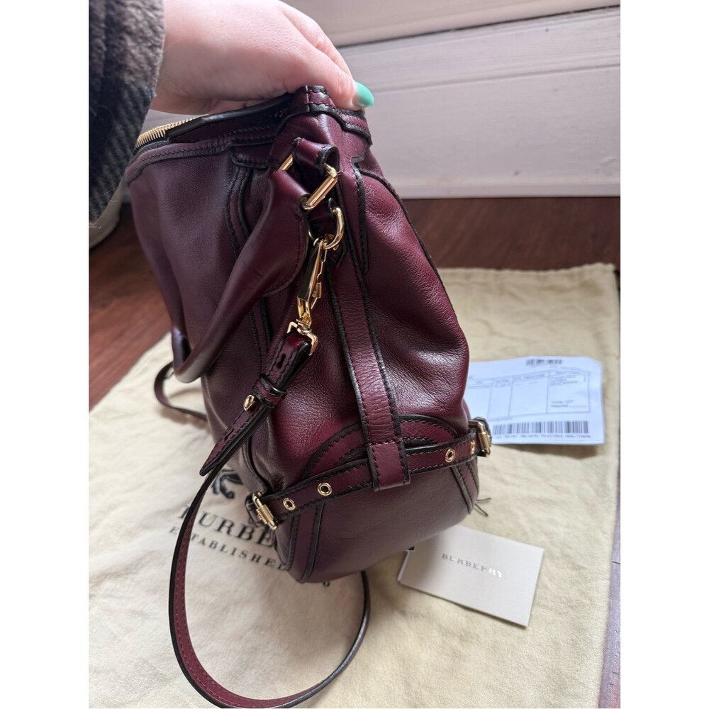 Burberry 2013 Trench Leather Ledbury Convertible Hobo Shoulder Handbag Blood Red - Picture 5 of 12